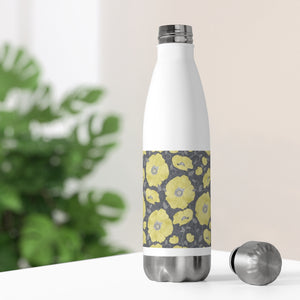Floral Poppies 20oz Insulated Bottle in Yellow