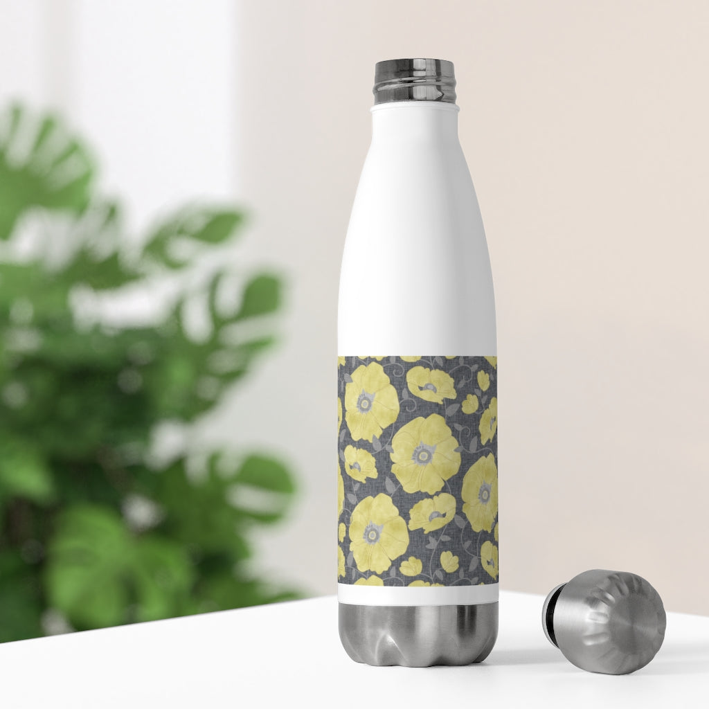 Floral Poppies 20oz Insulated Bottle in Yellow