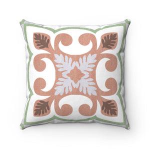 Azulejo Square Throw Pillow in Pink