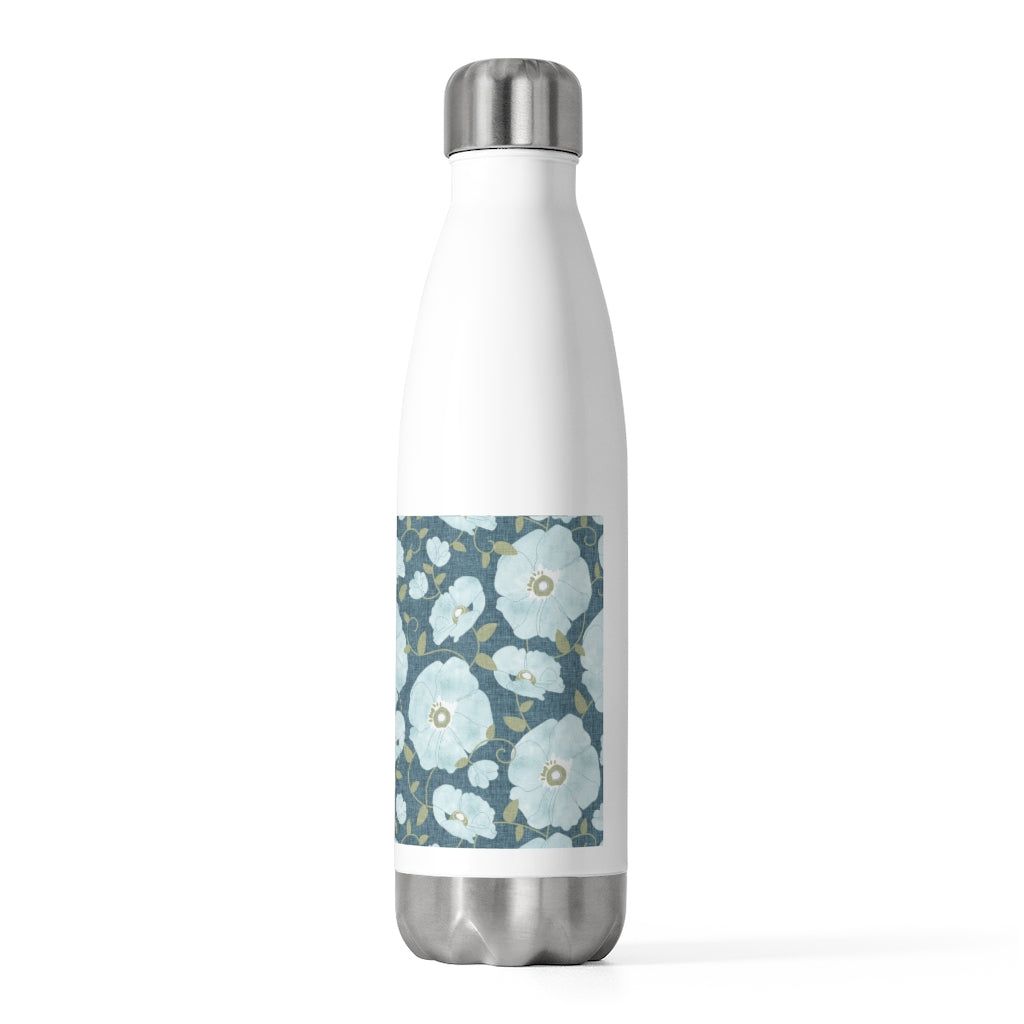 Floral Poppies 20oz Insulated Bottle in Aqua