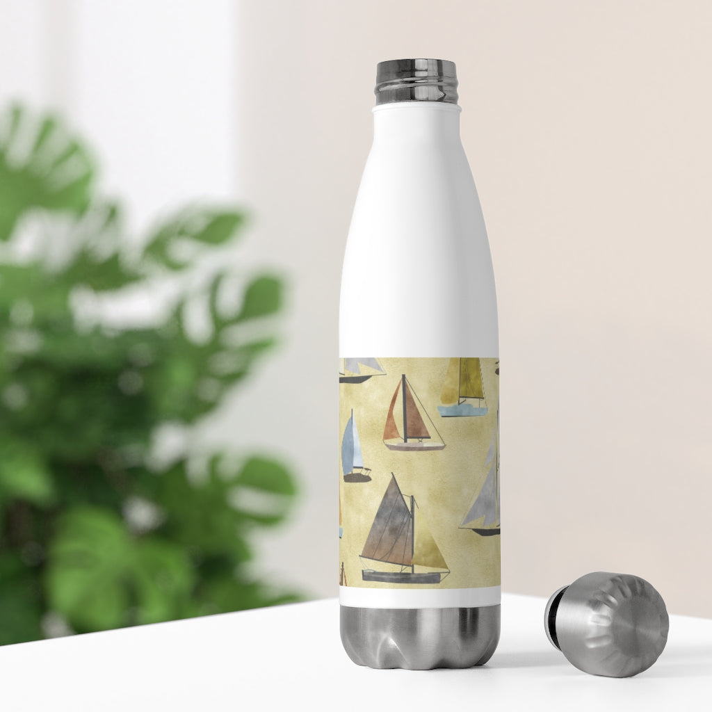 Watercolor Sailboats 20oz Insulated Bottle in Yellow