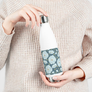 Floral Poppies 20oz Insulated Bottle in Aqua