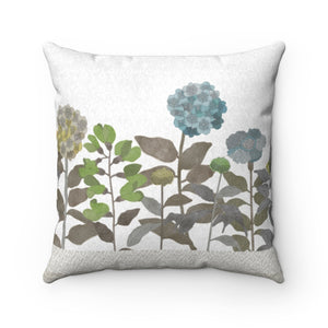 Illustrated Flowers Square Throw Pillow in Brown