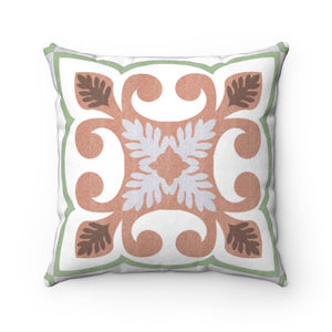 Azulejo Square Throw Pillow in Pink