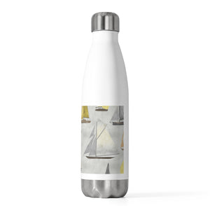 Watercolor Sailboats 20oz Insulated Bottle in Gray