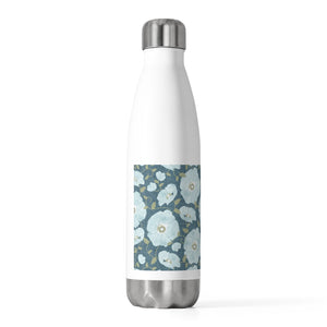 Floral Poppies 20oz Insulated Bottle in Aqua