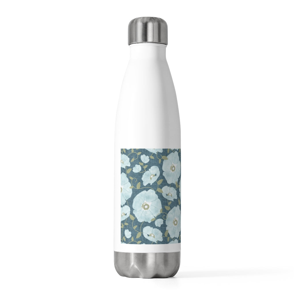Floral Poppies 20oz Insulated Bottle in Aqua