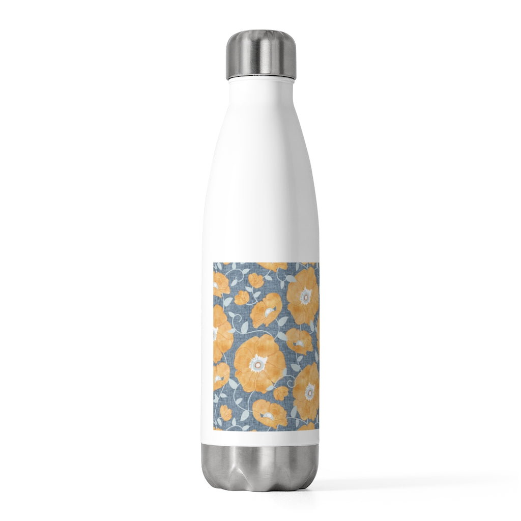 Floral Poppies 20oz Insulated Bottle in Orange