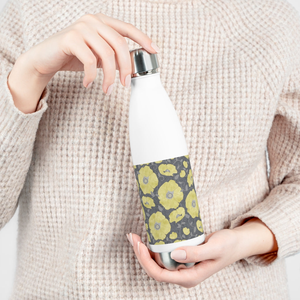 Floral Poppies 20oz Insulated Bottle in Yellow