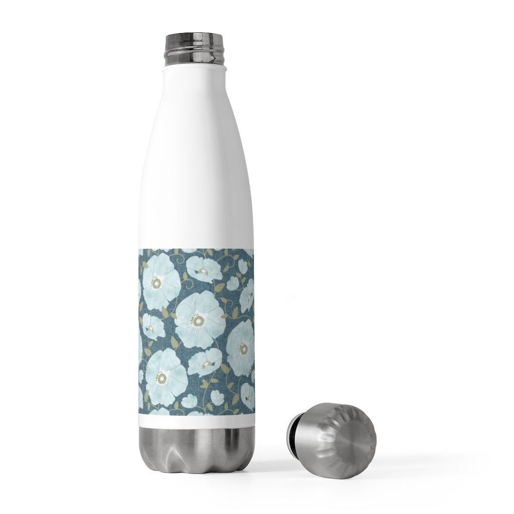 Floral Poppies 20oz Insulated Bottle in Aqua