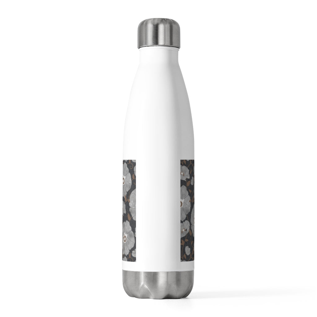 Floral Poppies 20oz Insulated Bottle in Gray