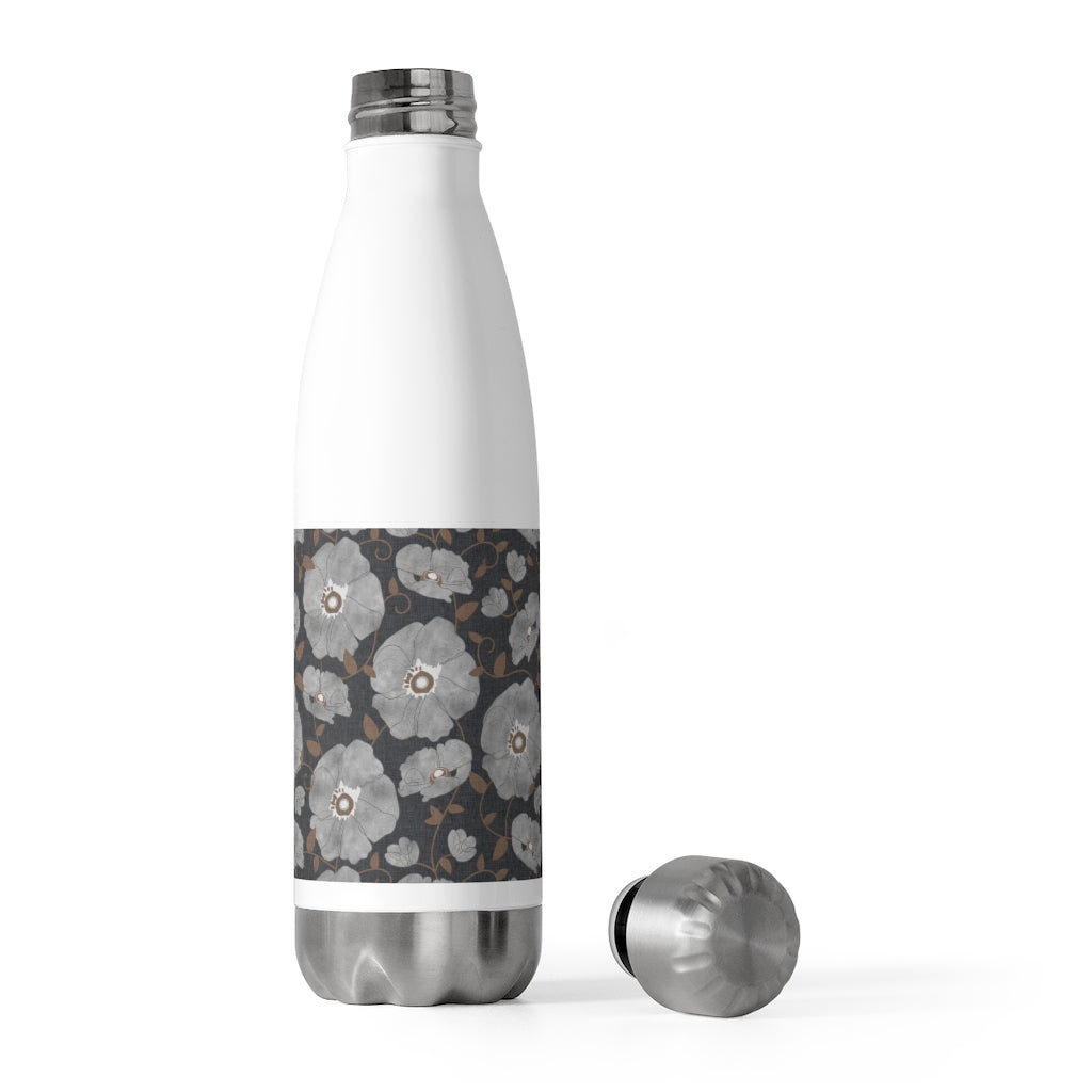Floral Poppies 20oz Insulated Bottle in Gray