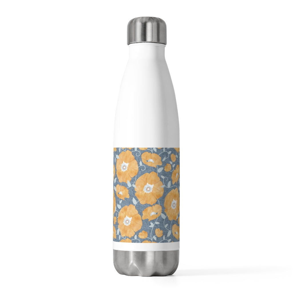 Floral Poppies 20oz Insulated Bottle in Orange