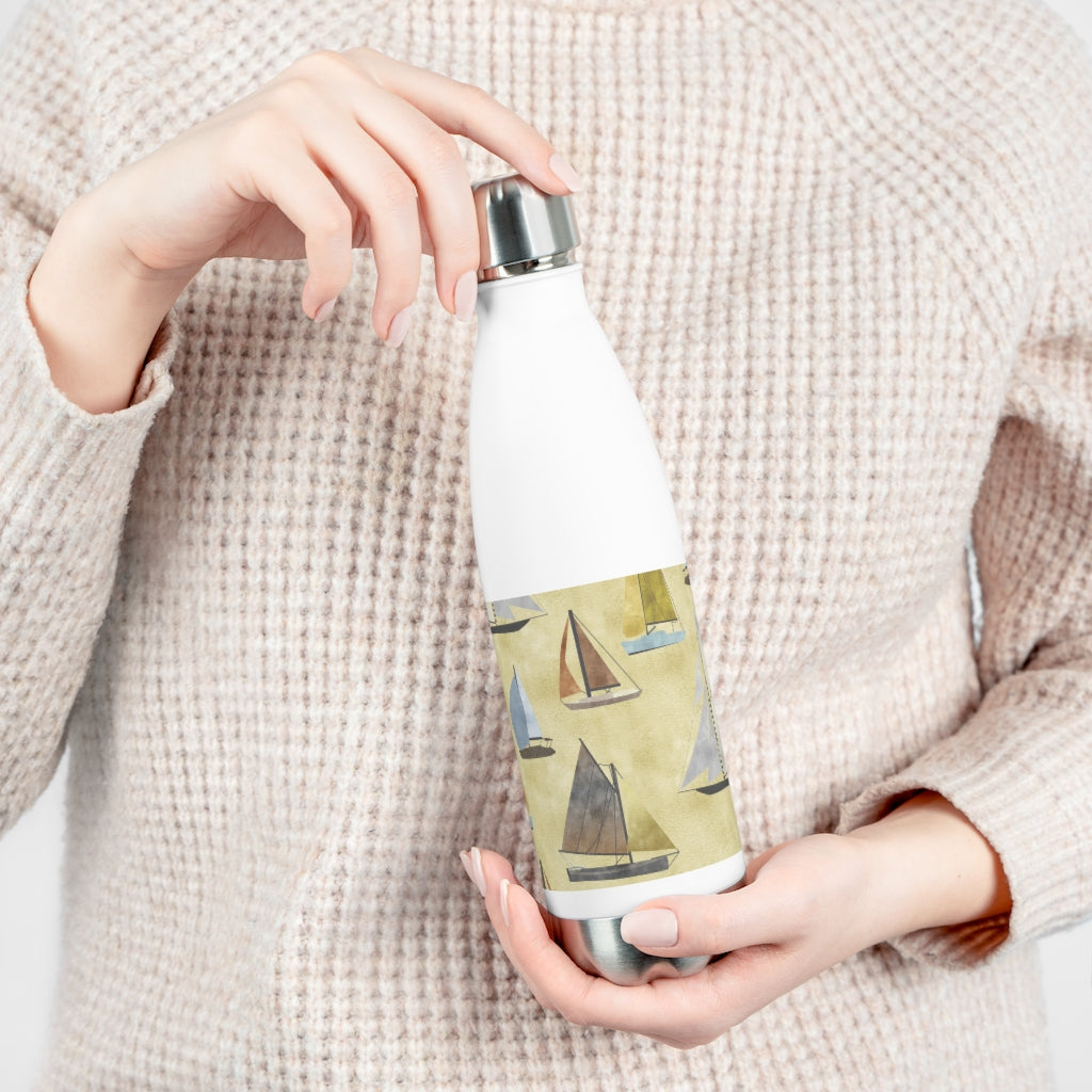 Watercolor Sailboats 20oz Insulated Bottle in Yellow