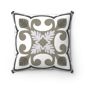 Azulejo Square Throw Pillow in Gray