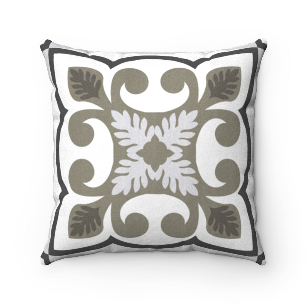 Azulejo Square Throw Pillow in Gray