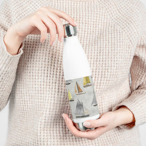 Watercolor Sailboats 20oz Insulated Bottle in Gray