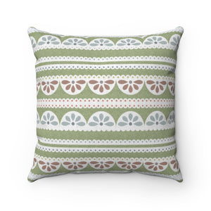 Eyelet Lace Square Throw Pillow in Green