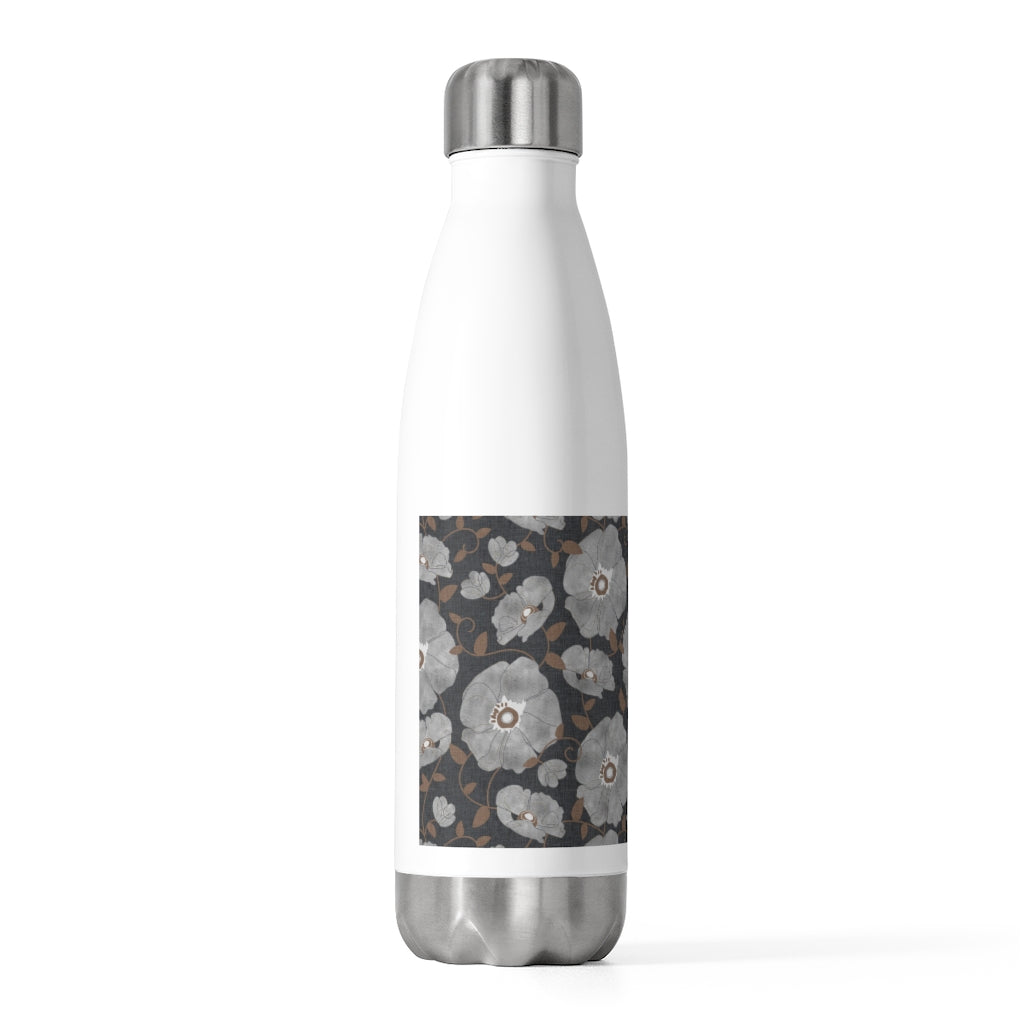 Floral Poppies 20oz Insulated Bottle in Gray