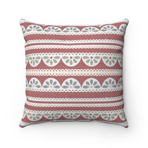 Eyelet Lace Square Throw Pillow in Pink