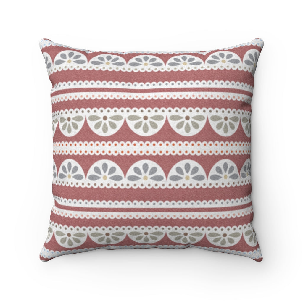 Eyelet Lace Square Throw Pillow in Pink