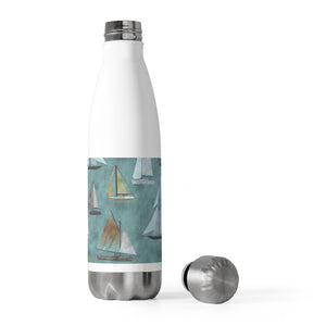 Watercolor Sailboats 20oz Insulated Bottle in Teal