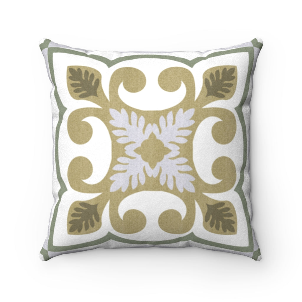 Azulejo Square Throw Pillow in Green