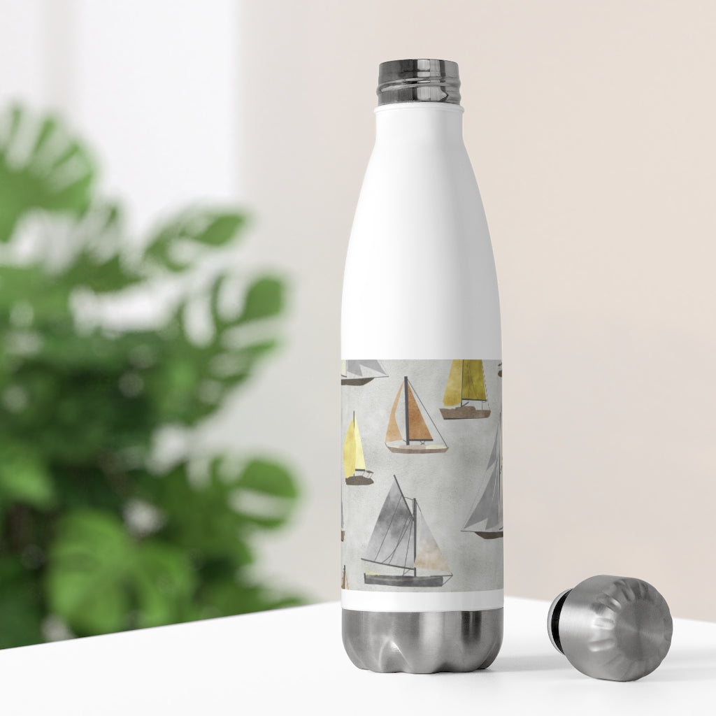Watercolor Sailboats 20oz Insulated Bottle in Gray