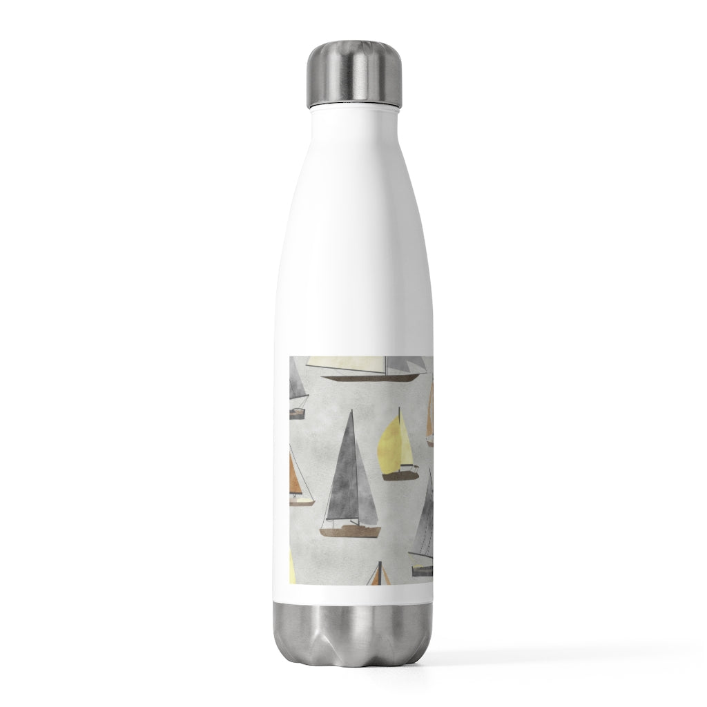 Watercolor Sailboats 20oz Insulated Bottle in Gray
