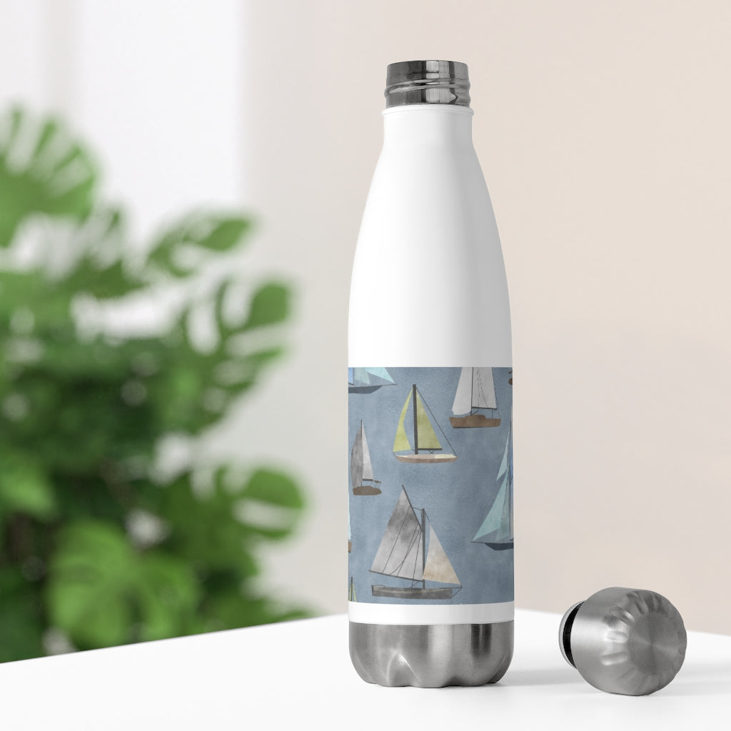 Watercolor Sailboats 20oz Insulated Bottle in Blue