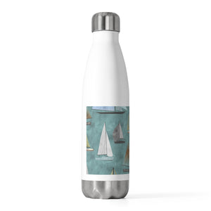 Watercolor Sailboats 20oz Insulated Bottle in Teal