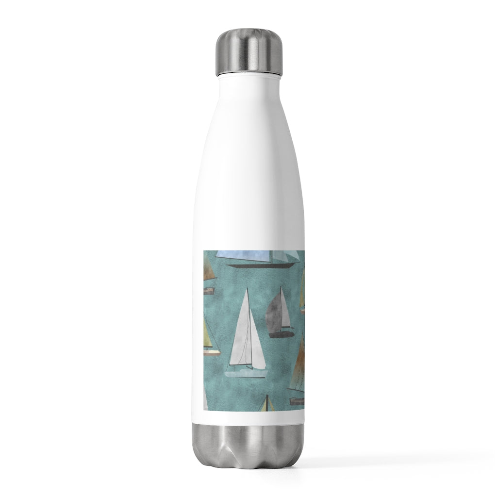 Watercolor Sailboats 20oz Insulated Bottle in Teal
