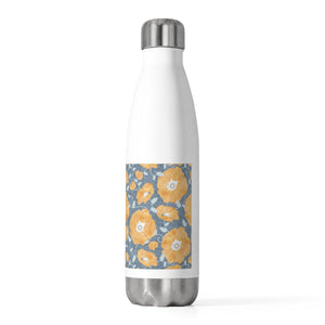 Floral Poppies 20oz Insulated Bottle in Orange