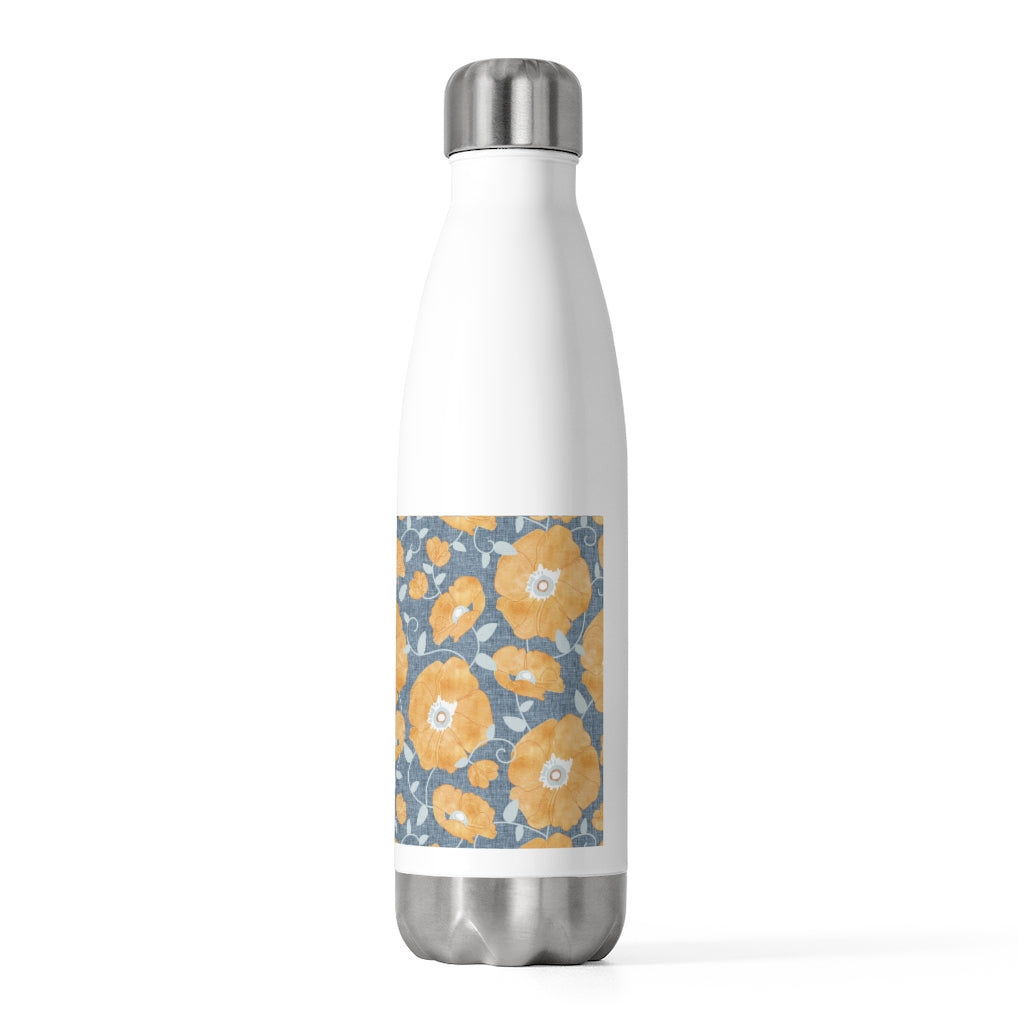 Floral Poppies 20oz Insulated Bottle in Orange