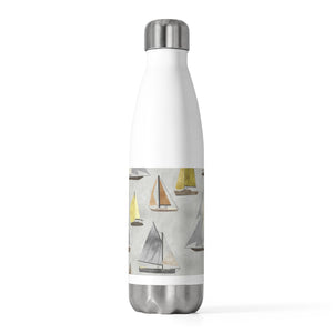 Watercolor Sailboats 20oz Insulated Bottle in Gray