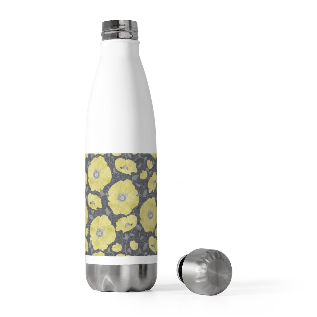 Floral Poppies 20oz Insulated Bottle in Yellow