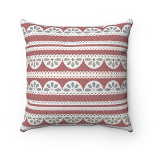 Eyelet Lace Square Throw Pillow in Pink