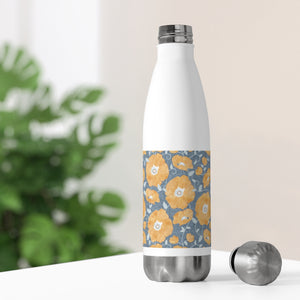 Floral Poppies 20oz Insulated Bottle in Orange