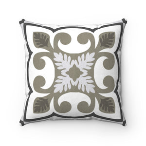 Azulejo Square Throw Pillow in Gray