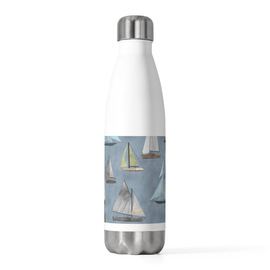 Watercolor Sailboats 20oz Insulated Bottle in Blue