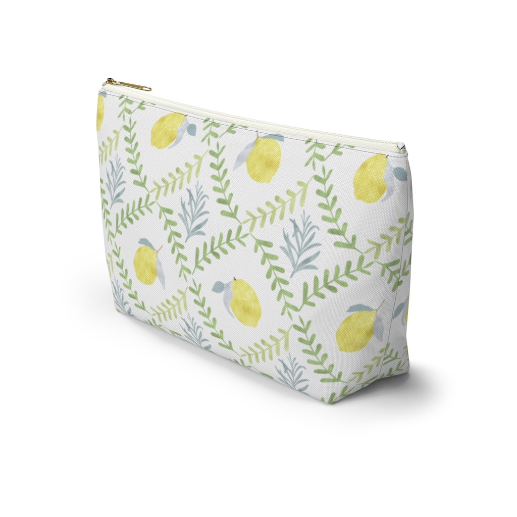 Lemon Tile Accessory Pouch w T-bottom in Green