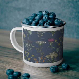 Healing Herbs Enamel Mug in Navy