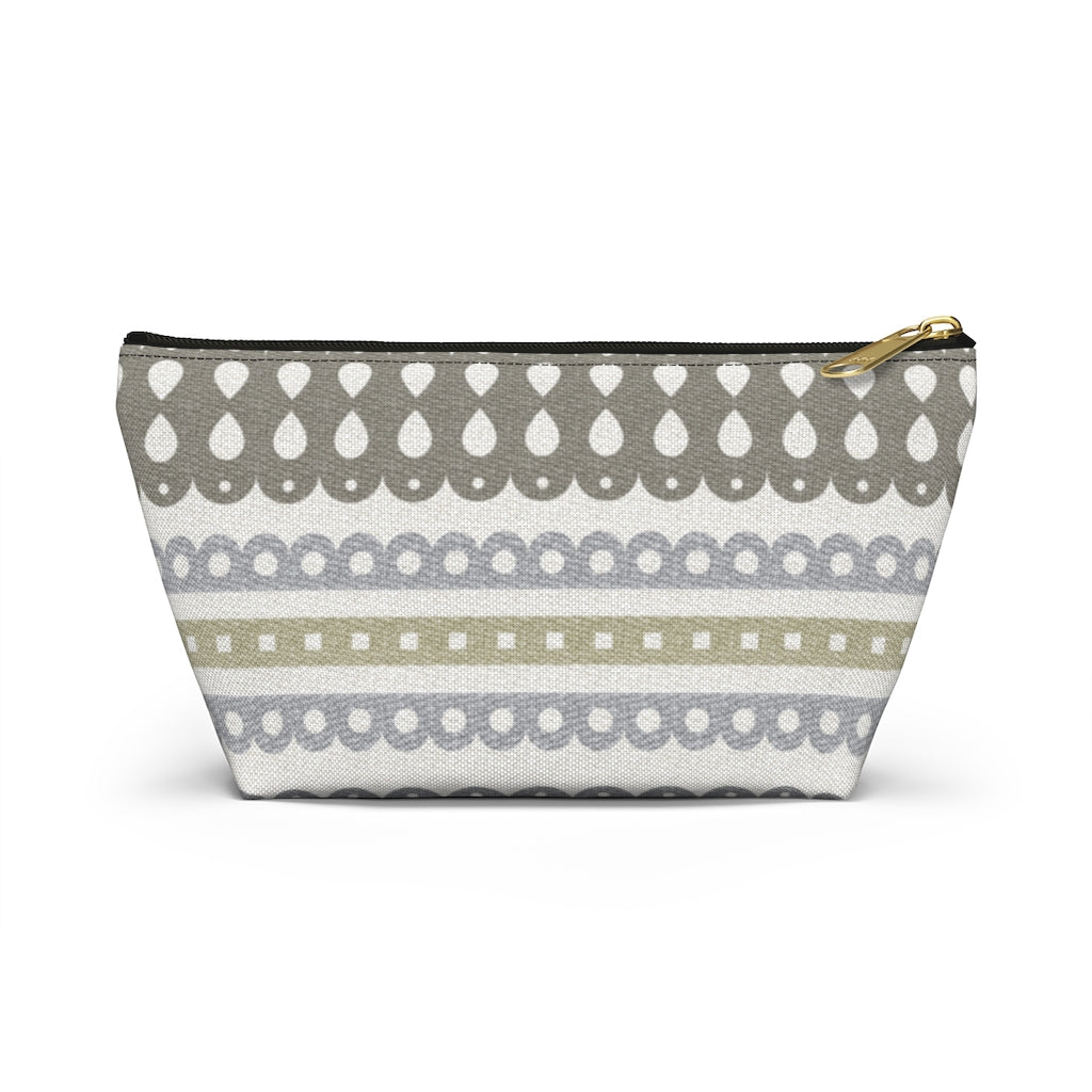 Ribbon Candy Accessory Pouch w T-bottom in Brown