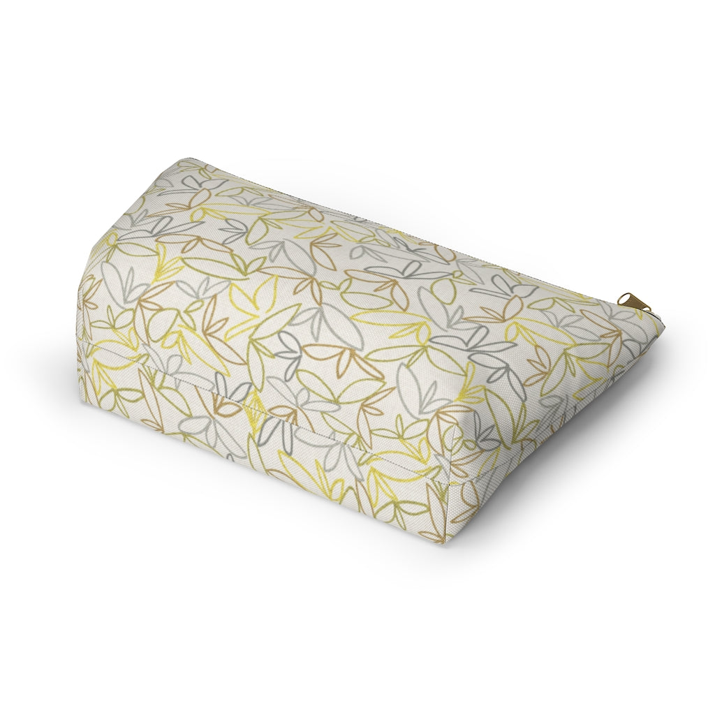 Sketch Leaf Accessory Pouch w T-bottom in Yellow