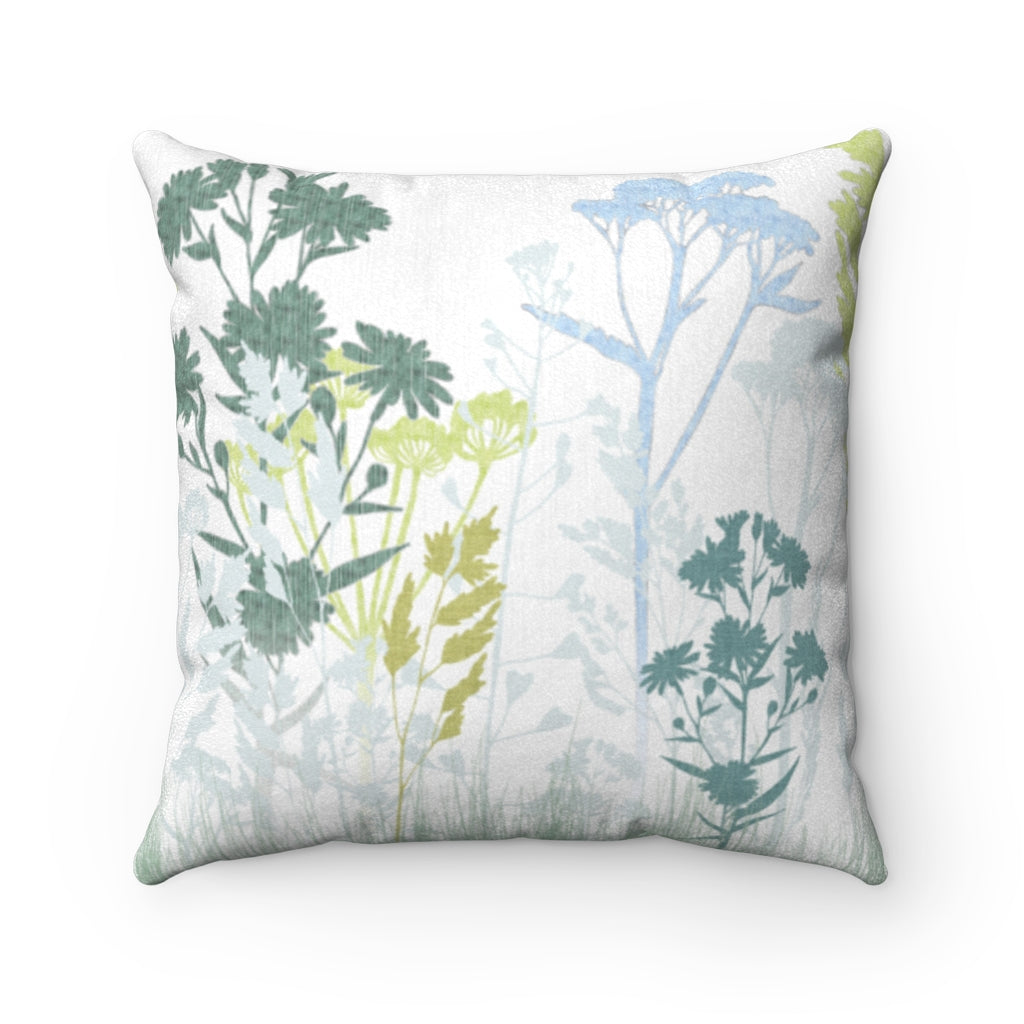 Springtime Square Throw Pillow in Teal