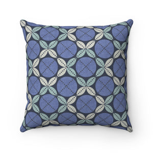 Leaf Ensconced Circle Square Throw Pillow in Blue