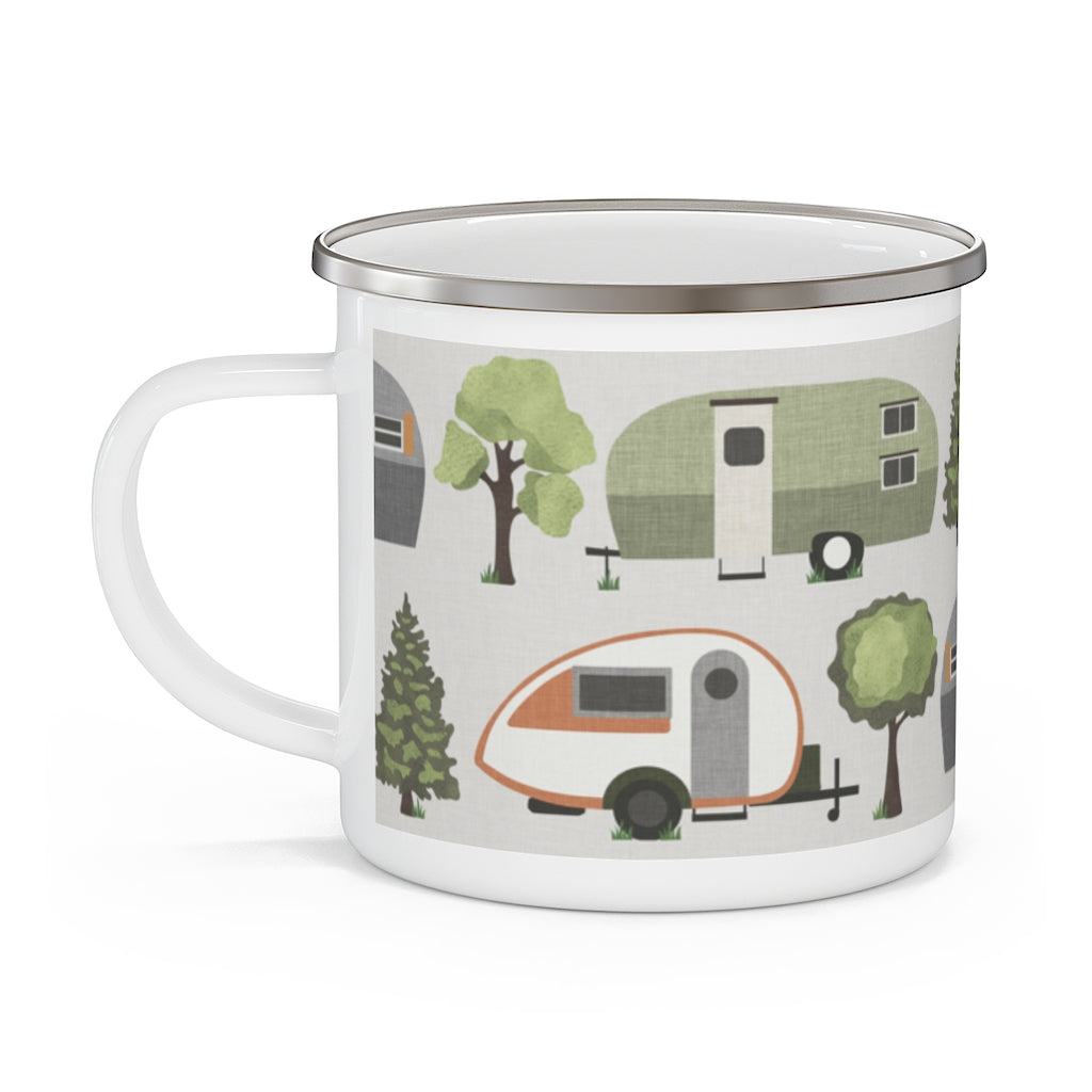 Teardrop Campers Enamel Mug in Orange