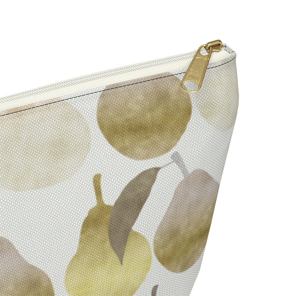 Watercolor Pears Accessory Pouch w T-bottom in Gold