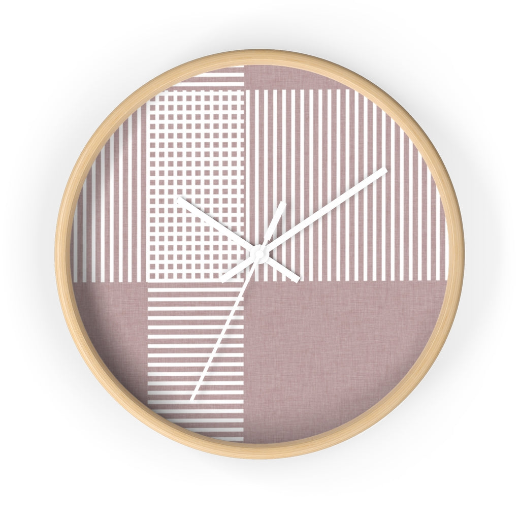 Circle Plaid Wall Clock in Pink