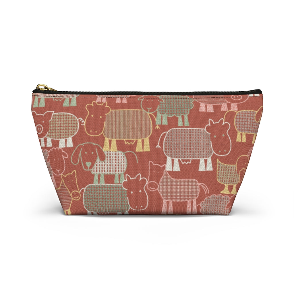 Animal Farm Accessory Pouch w T-bottom in Pink